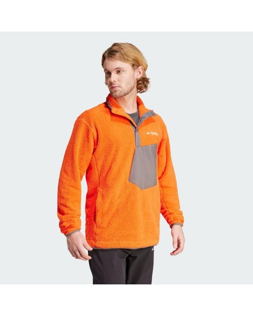 Adidas Originals Orange Terrex Xploric High-pile-fleece Pullover for men