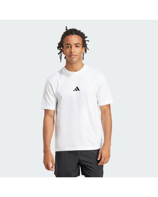 Adidas White Essentials Small Logo Single Jersey T-Shirt for men