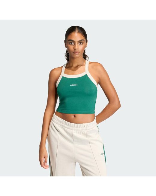 Adidas Green Seasonal Essentials Colorpop Tank With Embroidered Graphic