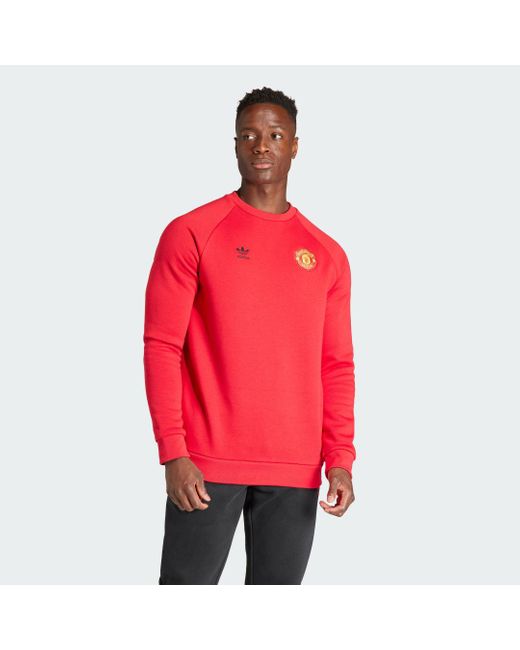 Adidas Manchester United Essentials Trefoil Sweatshirt in het Red voor heren