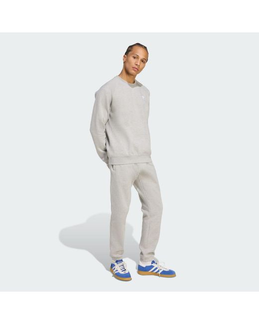 Adidas Gray Trefoil Essentials Crew Sweatshirt for men