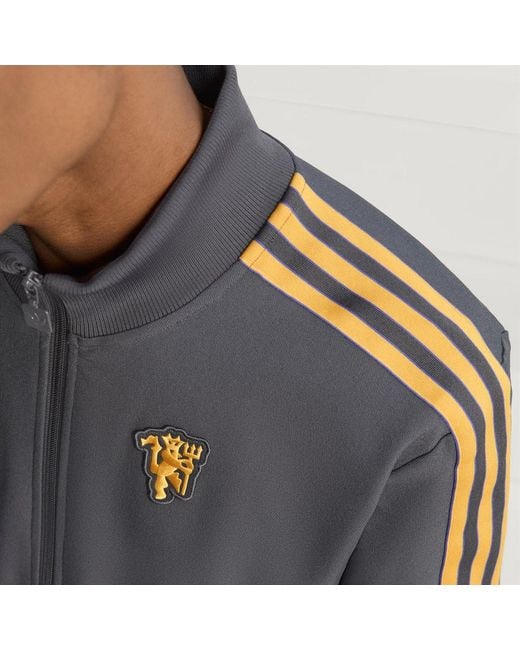 Adidas Gray Manchester United Terrace Icons Track Top for men