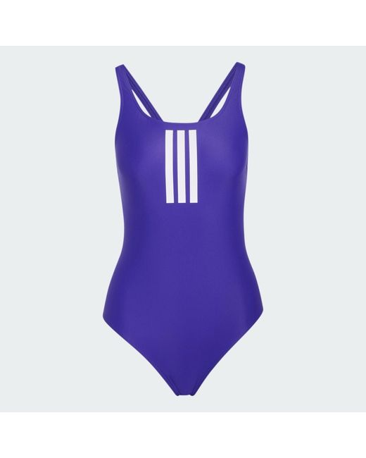 Adidas Originals Blue 3-stripes V-back Swimsuit