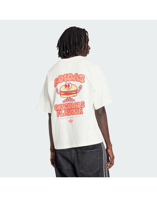 Adidas White Pixelated Burger Character Graphic T-Shirt for men