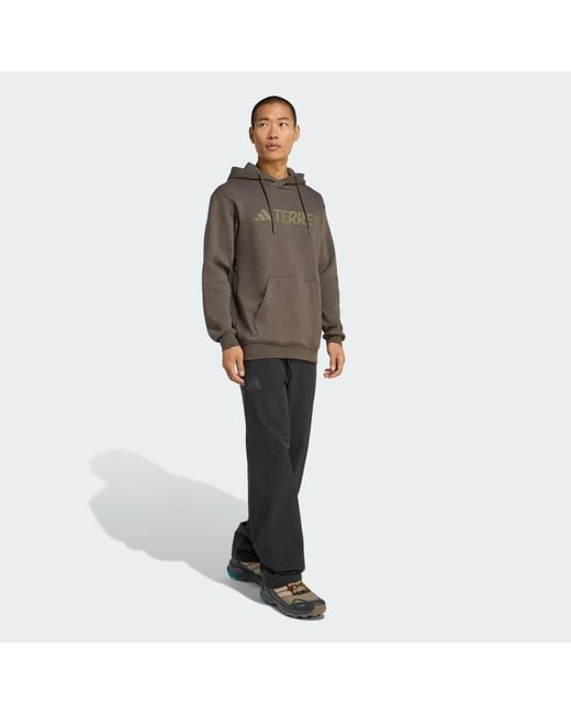 Adidas Brown Terrex Multi Large Logo Hoodie for men