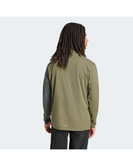 Adidas Green Terrex Multi Half-zip Long Sleeve Hiking T-shirt for men