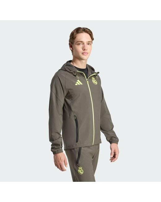 Adidas Gray Real Madrid Tiro 25 Competition Vis Tech Travel Jacket for men