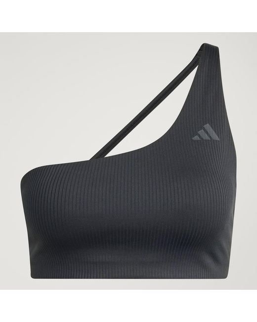 Adidas Brown Optime Workout Rib One Shoulder Light Support Bra