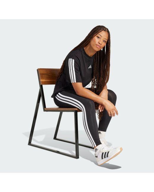 Adidas Gray Essentials 3-Stripes Cotton Leggings
