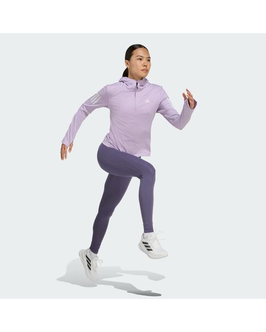 Adidas Purple Own The Run Winterized Hooded Half-Zip