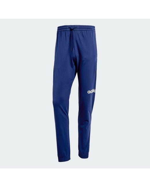 Adidas Blue Essentials Linear Single Jersey Joggers for men