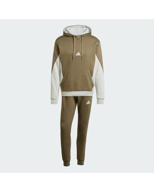 Adidas Sportswear Colorblock Hooded Trainingsanzug in Green für Herren