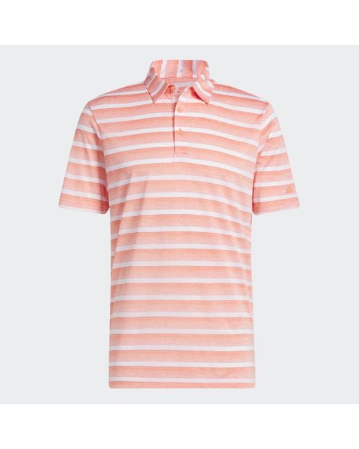Adidas Red Two-Color Striped Golf Polo Shirt for men