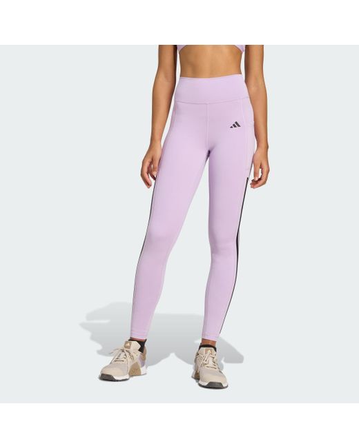 Adidas Originals Purple Optimé 3-Stripes Full-Length Leggings