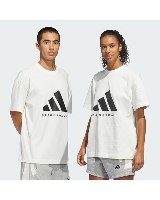 Adidas White Basketball T-Shirt (Gender Neutral)