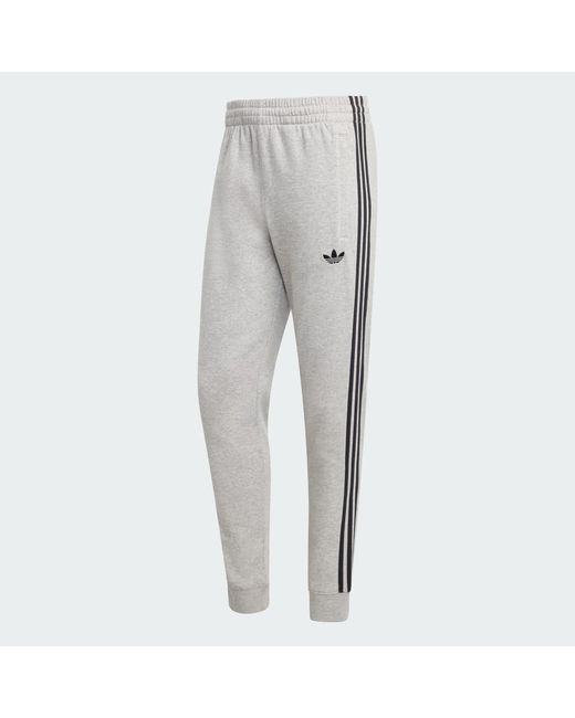 Adidas Gray 3-Stripes Sweatpants for men
