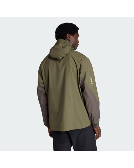 Adidas Green Terrex Multi 2 Layer Climaproof Rain Jacket for men