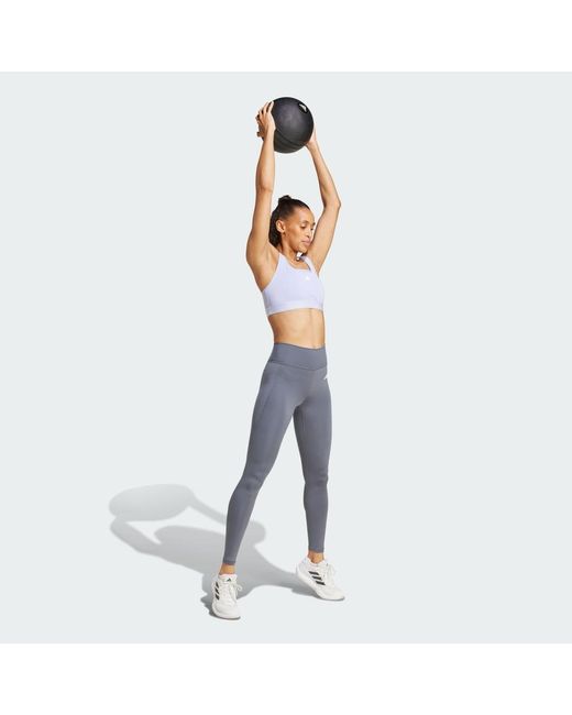 Adidas Blue Optimé Essentials Stash Pocket Full-Length Leggings