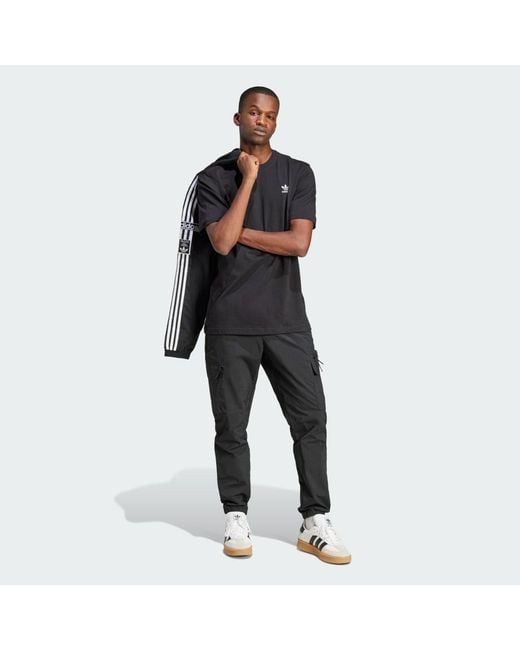 Adidas Black Trefoil Essentials Tee for men