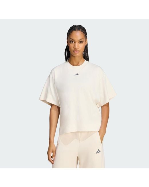 Adidas White 3-Stripes Studio T-Shirt
