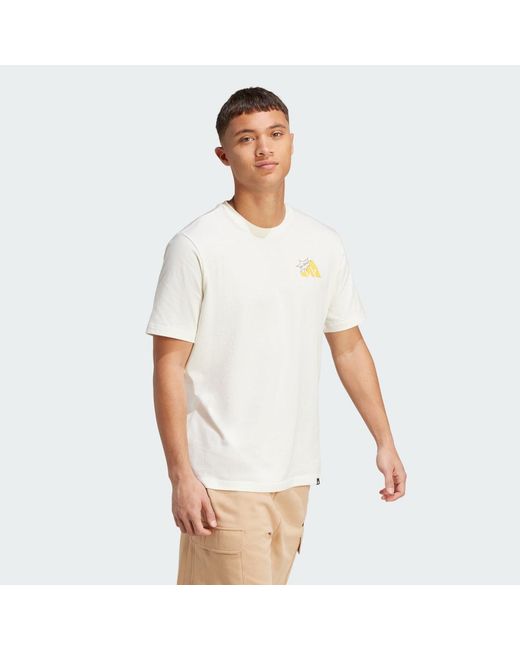Adidas White Food Grilled Cheese Graphic T-Shirt for men