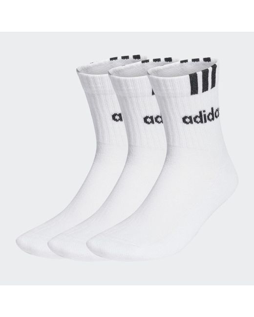 Calze 3-Stripes Linear Half-Crew Cushioned (3 paia) di Adidas in White