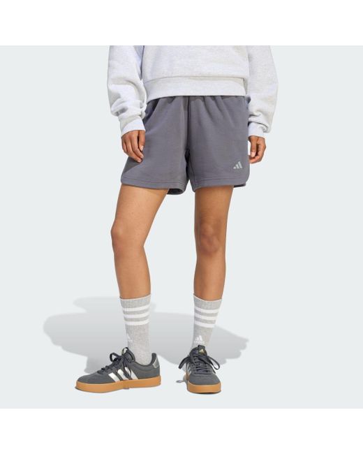 Adidas Blue 3-Streifen Studio Fleece Loose Shorts