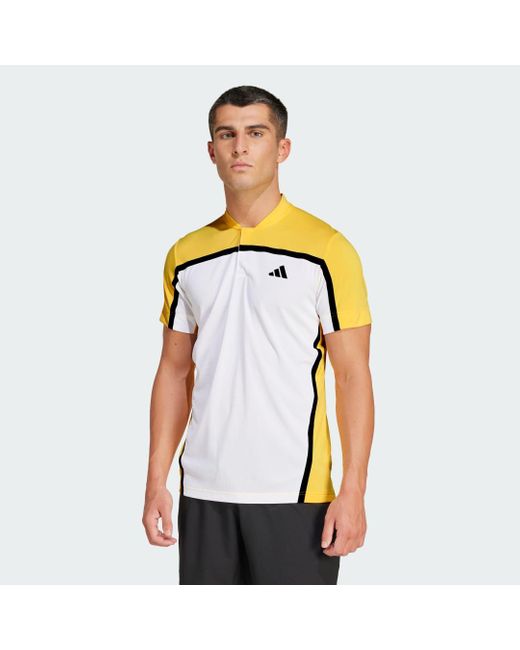 Adidas White Tennis Heat.Rdy Pro Freelift Henley Polo Shirt for men