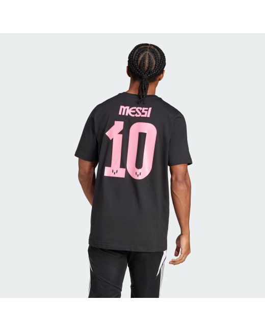 Camiseta Messi Name And Number Graphic Adidas de hombre de color Black