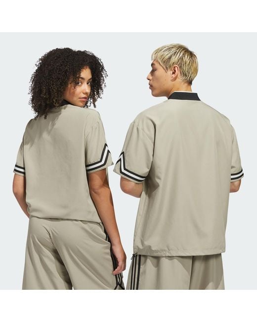 Adidas Gray Originals Basketball Warm Up Long-Sleeve Top