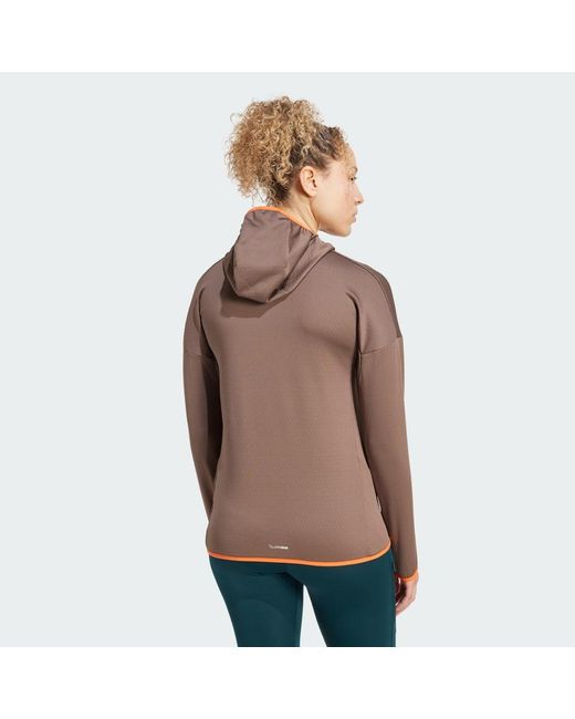Adidas Brown Terrex Xperior Climawarm Light Fleece Hooded Jacket