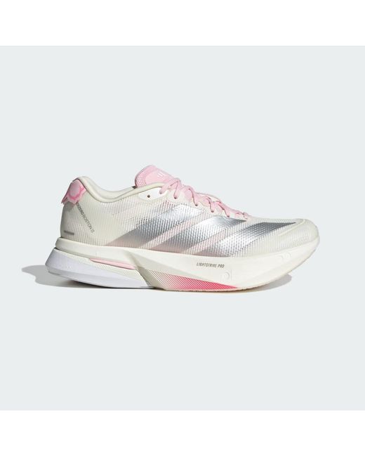 Adidas White Adizero Boston 13 Shoes