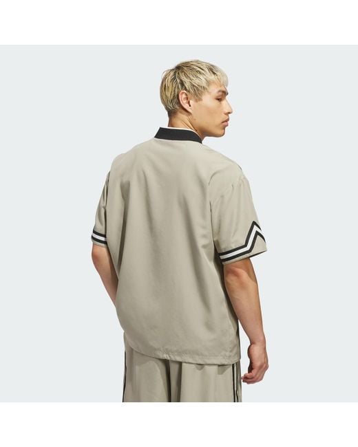 Adidas Gray Originals Basketball Warm Up Long-Sleeve Top