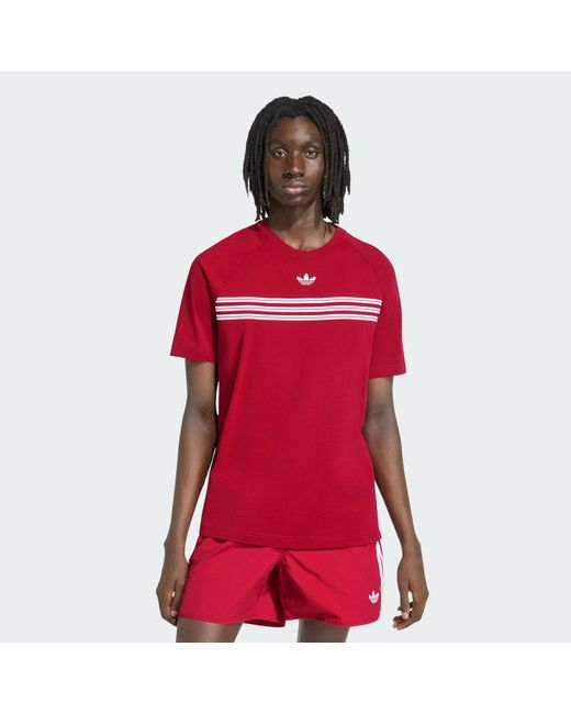 Adidas Red Chest Stripes T-Shirt for men