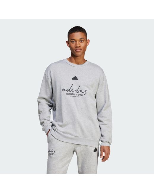 Adidas Gray Brand Love French Terry Sweatshirt for men