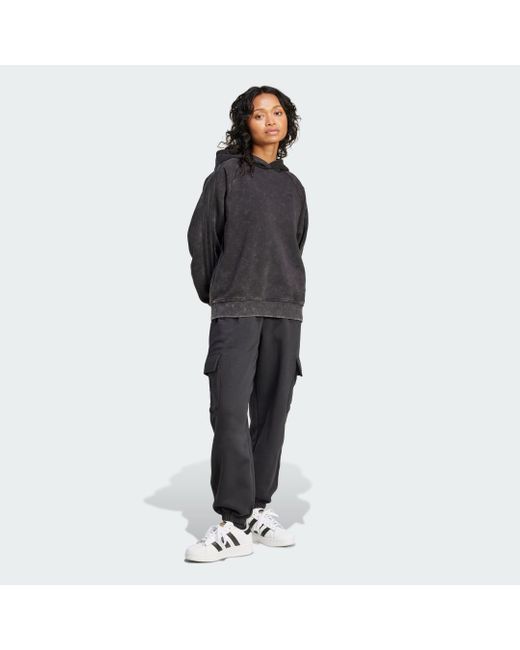 Sudadera Con Capucha Washed-Out Boyfriend-Fit Adidas Originals de color Black