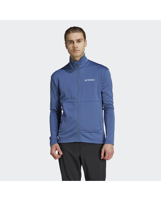 Adidas Blue Terrex Multi Light Fleece Full-zip Jacket for men