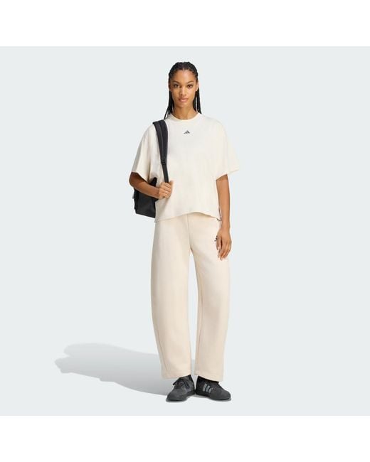 Adidas White 3-Stripes Studio T-Shirt