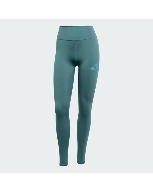 Adidas Blue Train Essentials Big Logo Full-Length Leggings