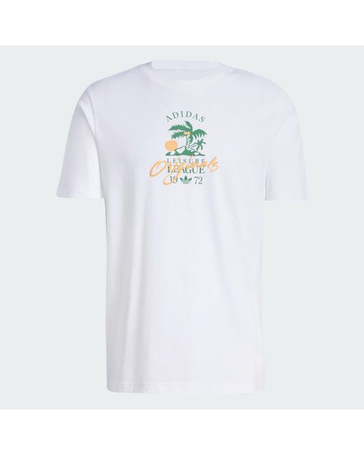 T-Shirt Originals Leisure League Logo di Adidas in White da Uomo