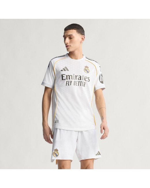 Adidas White Real Madrid 25/26 Home Authentic Jersey for men