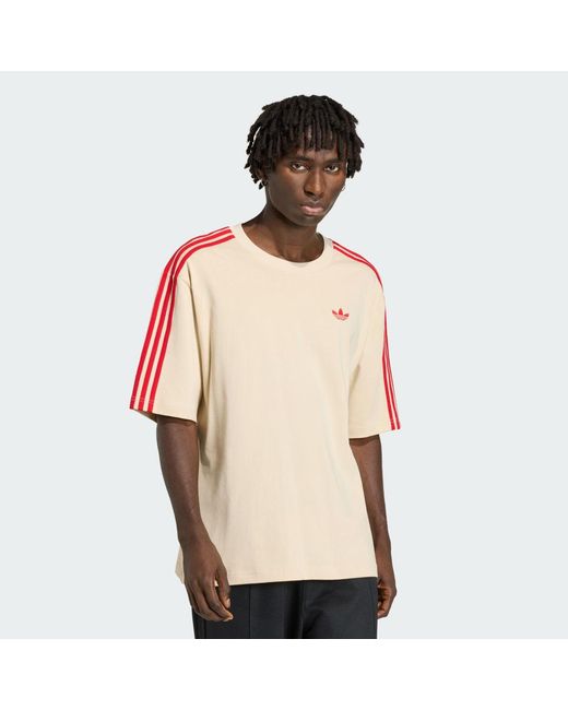 Adidas Natural Adicolor 3-Stripes Oversized T-Shirt for men