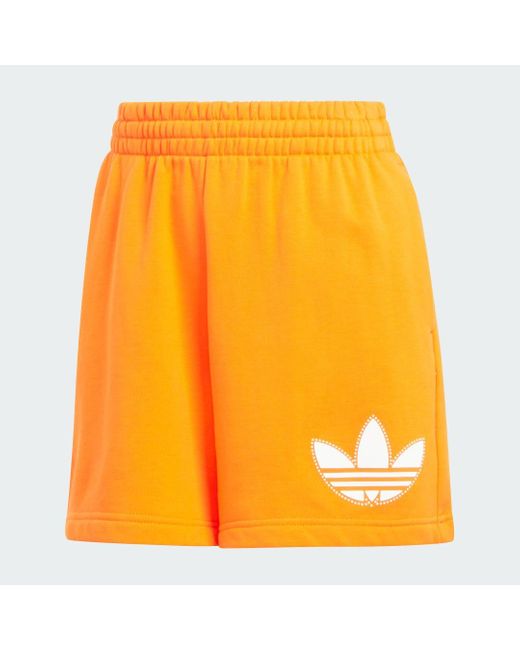 Adidas Orange Pearl Trefoil Loose Fit Shorts