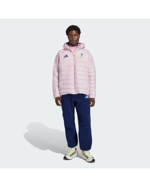 Adidas Pink Team Gbxperior Down Hooded Jacket for men