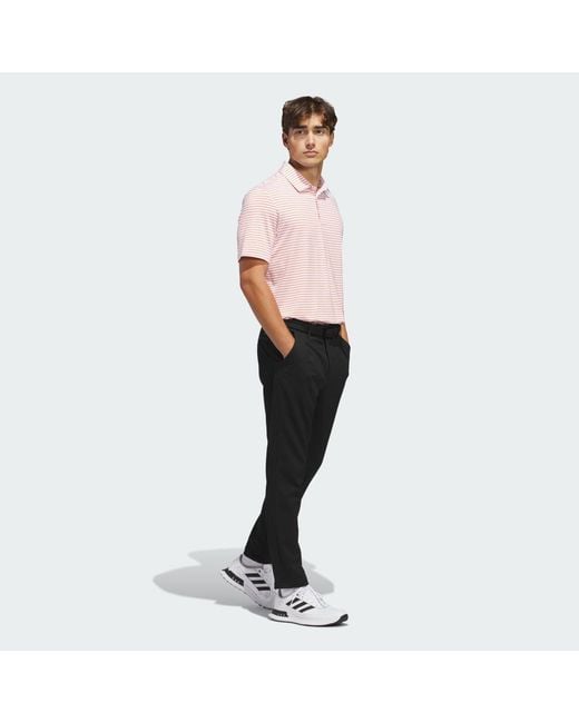 Adidas Pink Performance Two-Colour Stripe Polo Shirt for men