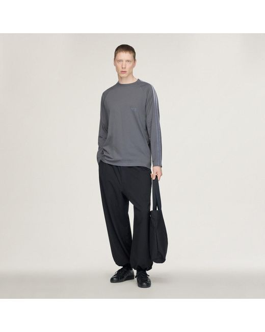 Adidas Gray Y-3 Oversized Gradient Stripes Long Sleeve T-Shirt