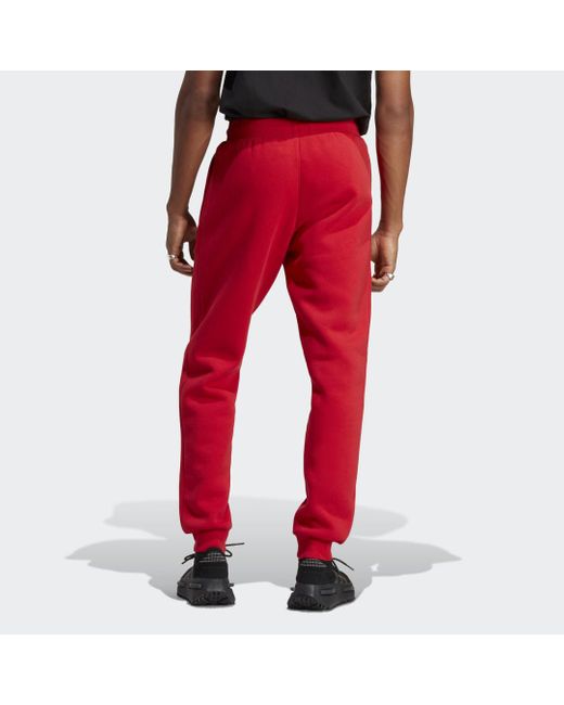 Adidas Red Trefoil Essentials Joggers for men
