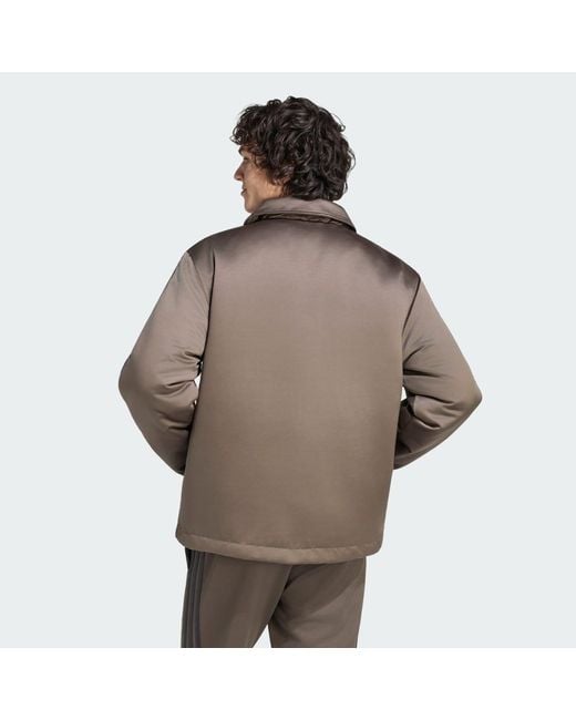 Adidas Brown 3 Stripes Satin Padded Jacket for men