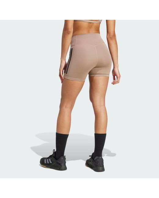 Adidas Brown Optimé 3-Stripes 1/4 Short Leggings