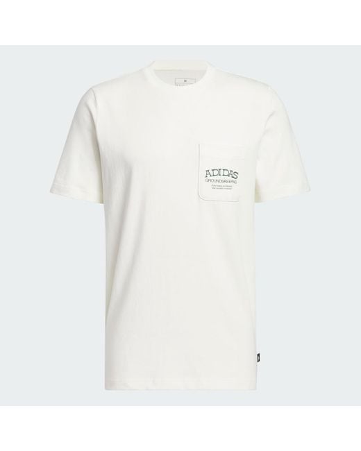 Adidas White Groundskeeper Graphic Pocket T-Shirt for men